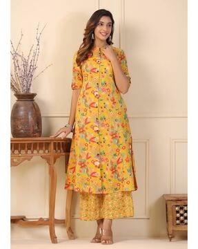 floral print a-line kurta & palazzos set