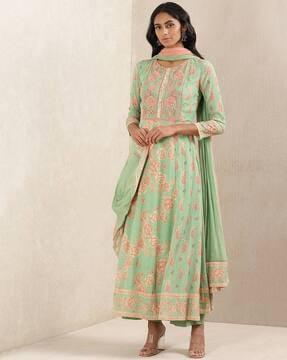 floral print a-line kurta set with dupatta