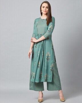 floral print a-line kurta set