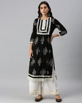 floral print a-line kurta set