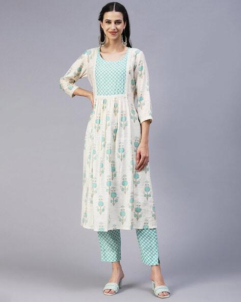 floral print a-line kurta set