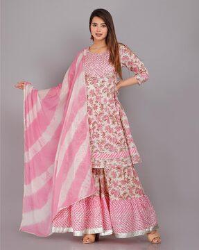 floral print a-line kurta set