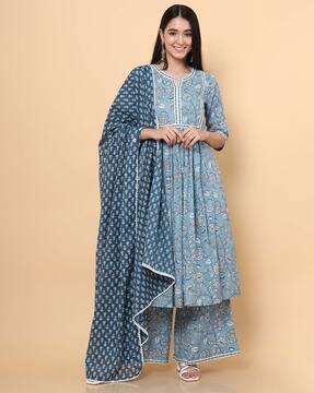 floral print a-line kurta set