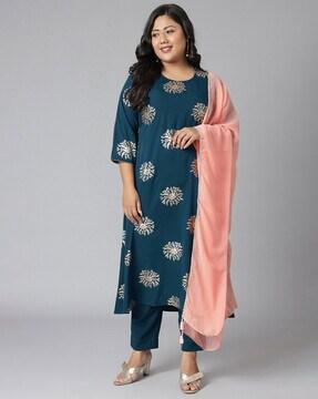 floral print a-line kurta set