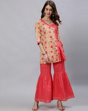 floral print a-line kurta set