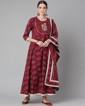 floral print a-line kurta set