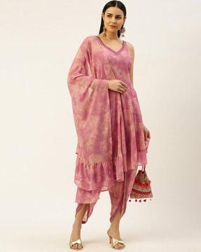 floral print a-line kurta set