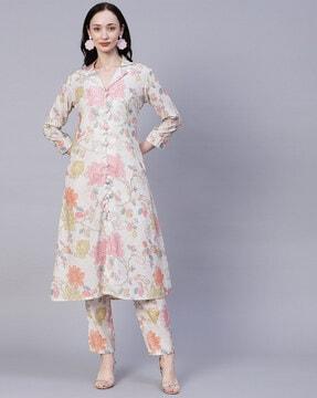 floral print a-line kurta set