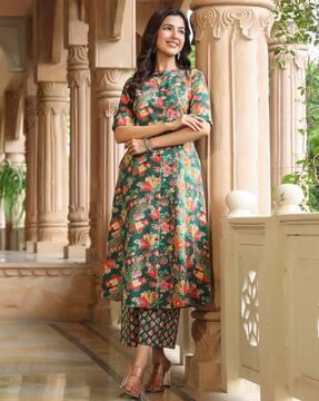 floral print a-line kurta set