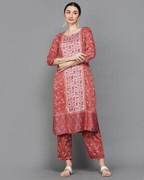 floral print a-line kurta set