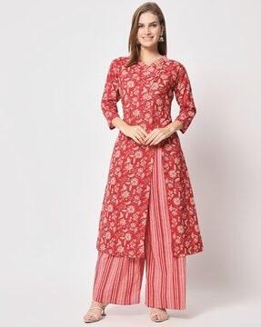 floral print a-line kurta set