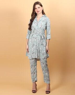 floral print a-line kurta set