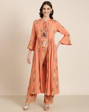 floral print a-line kurta set