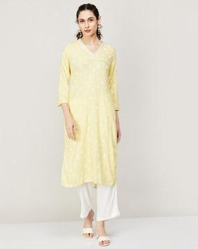 floral print a-line kurta set