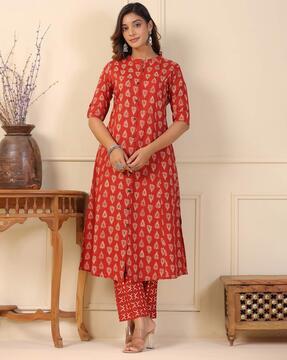 floral print a-line kurta set