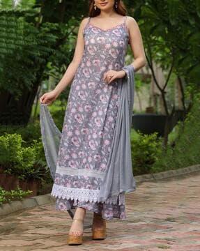 floral print a-line kurta set