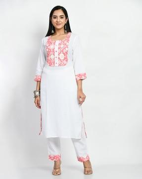 floral print a-line kurta set