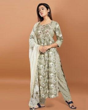 floral print a-line kurta set