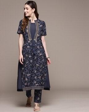 floral print a-line kurta set