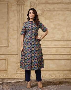 floral print a-line kurta set