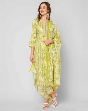 floral print a-line kurta set