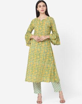 floral print a-line kurta set