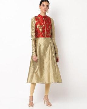 floral print a-line kurta suit set