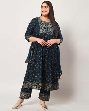 floral print a-line kurta suit set