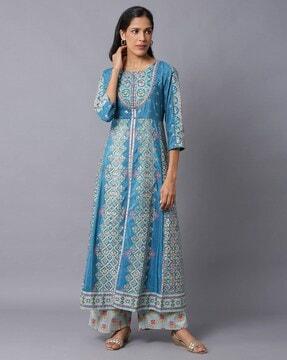 floral print a-line kurta suit set