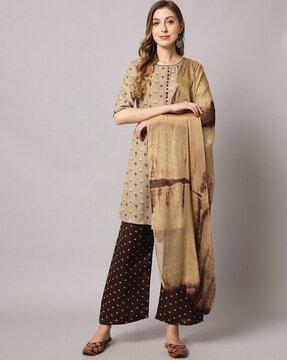 floral print a-line kurta suit set