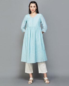 floral print a-line kurta with insert pocket