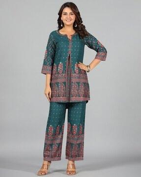 floral print a-line kurta with palazzos