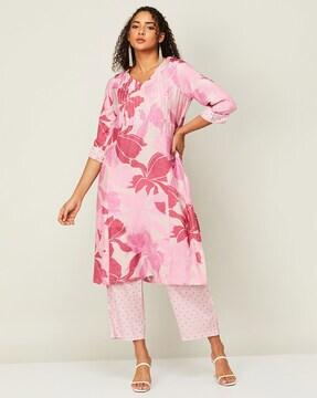 floral print a-line kurta with pants