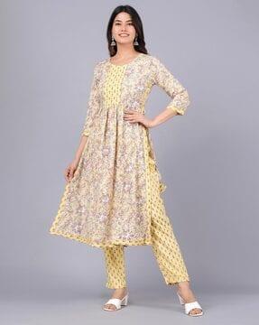 floral print a-line kurta with pants