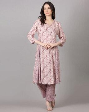 floral print a-line kurta with pants