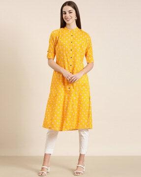 floral print a-line kurta with pocket