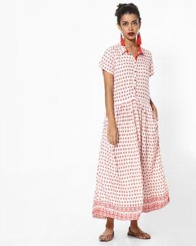 floral print a-line kurta with pockets