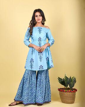 floral print a-line kurti set