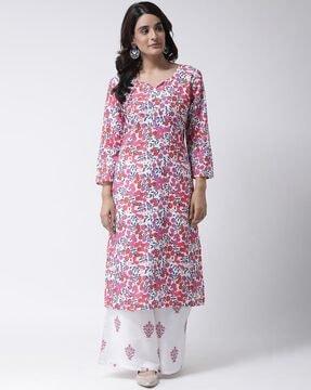 floral print a-line kurti