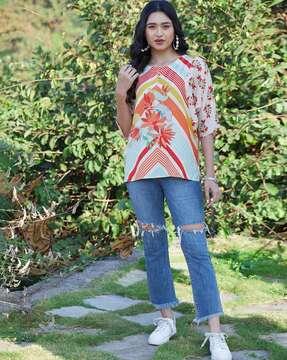 floral print a-line kurti