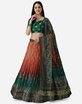 floral print a-line lehenga choli set with dupatta