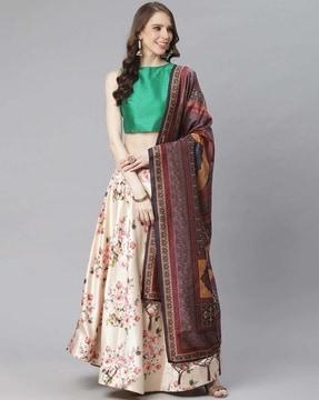 floral print a-line lehenga choli set with dupatta