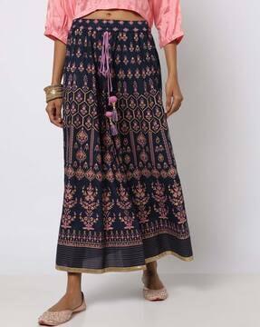 floral print a-line long skirt