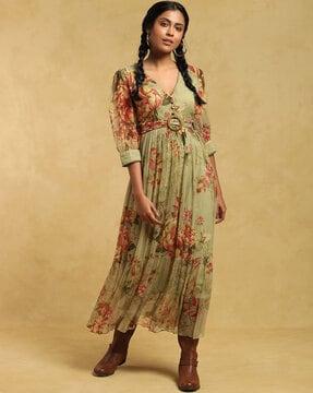 floral print a-line maxi dress