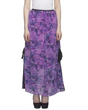 floral print a-line skirt with elasticated waist