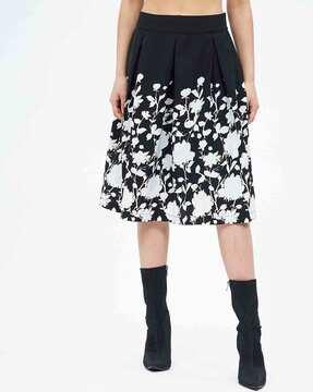 floral print a-line skirt with elasticated waist