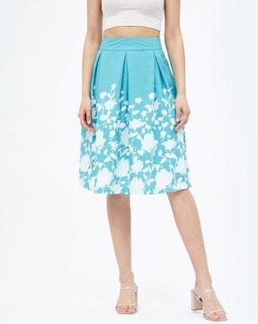 floral print a-line skirt with elasticated waist