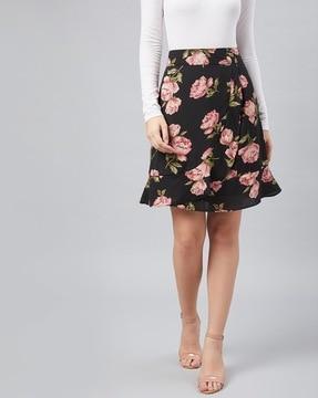 floral print a-line skirt