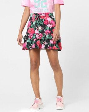 floral print a-line skirt