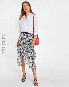 floral print a-line skirt